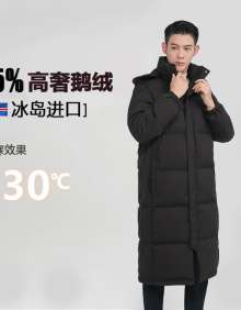 BOBBY BIZZ95%白鹅绒羽绒服男过膝长款2023新款加厚可脱卸帽百搭外套情侣款 黑色 2XL 165到180斤